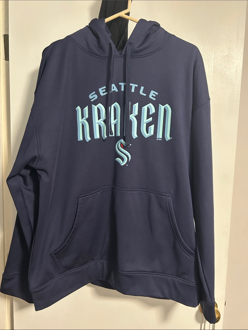 Champion Seattle Kraken Navy Hoodie with Light Blue Logo